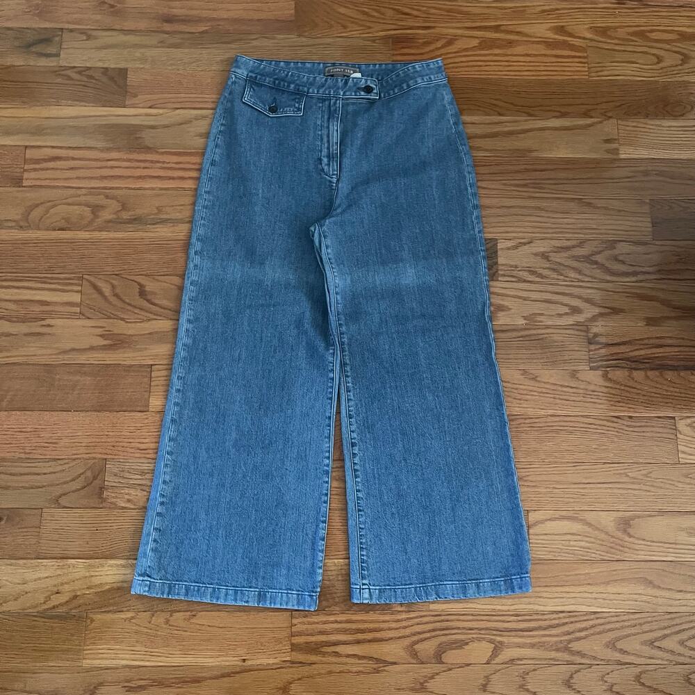 J. Crew Point Sur High Rise Wide Leg Crop Denim Trouser Jeans L4738 Blue 31 Tall